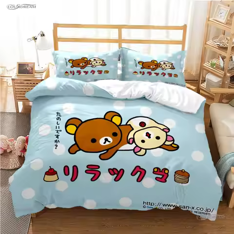 Cute Cartoon M-MAMEGOMA All Season Duvet Cover Kawaii Bedding Set Soft Quilt Cover and Pillowcases T