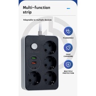 WWEISHOP 3-Way Electrical Plug Socket Long Plug 8206 4 SOCKETS + 2 USB + 1 TYPE C + 1 SWITCH Power S