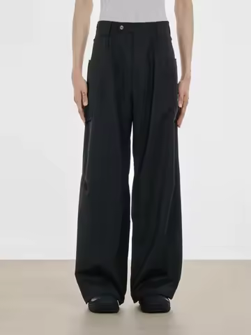 KIKO KOSTADINOV Casual Nylon Work Trousers Loose Wide Leg Pants Men's Bla Decorative Button Faionabl