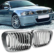 [Tachiuwa] 2 Pieces Silver Front Hood Grill Chrome Grille Mesh for BMW E46  Series