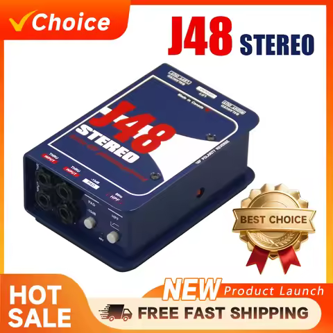 J48 Stereo Premium Active DI Box with 48V Phantom Power for Live Concert Studio Recording Guitar Bas