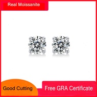 Stud Earrings for Women Sterling Silver 925 Original Moissanite  with GRA Certificate 0.5 Carat