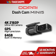 【18months Warranty】DDPAI mini 5 + 4G 2160P 4K Dash Cam Car DVR Built in 64GB EMMC - Black