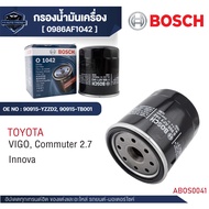 Bosch กรองน้ำมันเครื่อง รหัส O 1042 TOYOTA รุ่น VIGO, Commuter 2.7, Innova / 0986AF1042