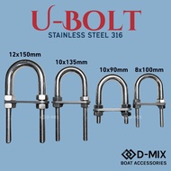 D-MIX U-BOLT STAINLESS STEEL 316 / BOAT ACCESSORIES / BOAT PARTS / U-BOLT