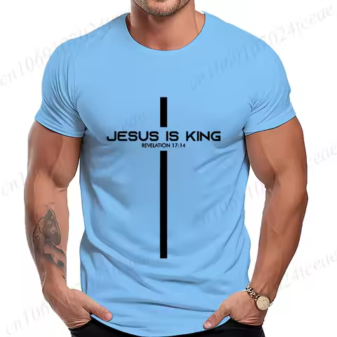T Shirt for Men Jesus Is King Print Graphic T Shirts Unisex Harajuku Fashion Casual Street Short Sle