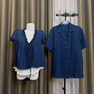(S - 90) Men's and women's couple outfit Set, babydoll women's shirt with ruffles and men's vest col