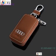 （In stock）Audi AUDI Leather key caseA6 Q3 Q5Car key case Audi Stitching Key Case Protective Cover A3 RS3 A6L Q5L Q7 TT