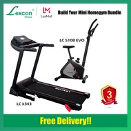 Lexcon Fitness Mini Home Gym Bundle/Home Use 3.0Hp Motorized treadmill/Magnetic Indoor Exercise Upri