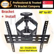[Swivel TV Bracket Q6 + Installation] / 45 Degree Wall Mount / Flat Screen TV 40 inch to 65 inch