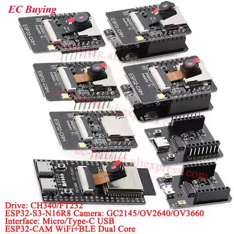 ESP32-CAM-MB ESP32 Serial to WiFi BLE Type-C MICRO Camera Module Development Board CH340 FT232 GC214