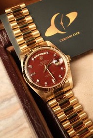 Rolex DayDate 18038 Red Stella Diamond Dial 