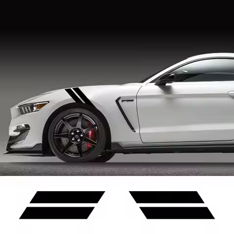 Car Double Bar Hood Fender Hash Mark Side For Ford Mustang GT500 GT350 GT Auto Graphics Stripes Spor