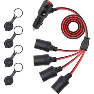 12V 24V 1 to 4 Car Cigarette Lighter Plug Splitter Adapter with On Off Switch,4 Way Y Cigarette Ligh