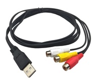 Halokny USB to 3RCA Cable, 5 Feet/1.5m USB 2.0 Male to 3 RCA Female Jack Splitter Audio Video AV Com