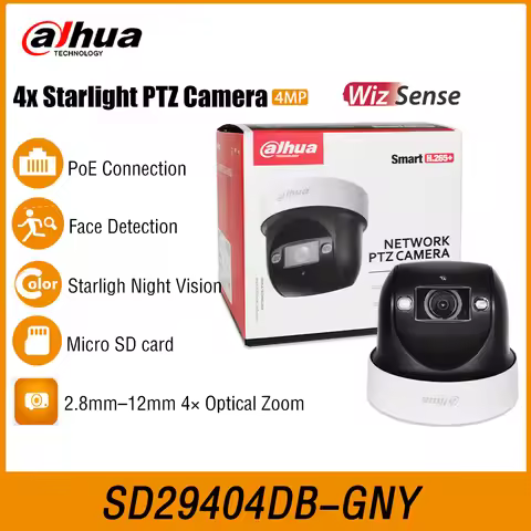 Dahua SD29404DB-GNY 4MP 2.8–12mm Auto 4x IR50m Smart Starlight WizSense Network 360° PTZ Security Pr