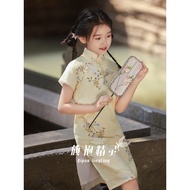 Quality Assurance Girls Cheongsam Children Cheongsam Girls Cheongsam Cute New Chinese Style Children Cheongsam Children Cheongsam Girls New Chinese Dress Summer 2024 New Style Republican Style Little Girl Cheongsam Dress Middle Big Children