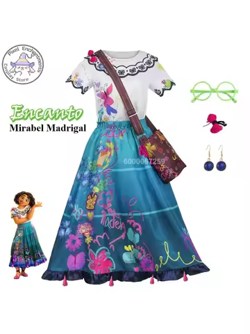Encanto Anime Mirabel Cosplay Costume Princess Dress Top Skirt Outfit for Women Girls Performance Ch