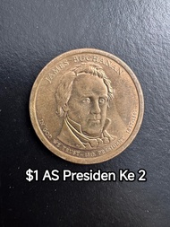 Koleksi Uang Koin 1 Dollar Amerika James Buchanan 1857-1861 Logam Coin Antik Lama Kuno Jadul Langka 