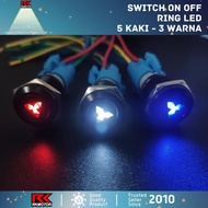 SWITCH ON OFF PUSH BUTTON TOMBOL SAKLAR LAMPU RING LED MOTOR MOBIL