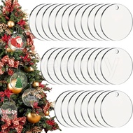 5Pcs Xmas Tree Disk Hanging Ornament / Christmas Tree DIY Decor Tag Pendant / Xmas Hangable Transparent Acrylic Blanks Disc with Hole / Kid Gift Xmas New Year Home Party Decor