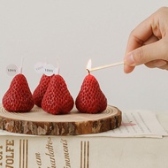 1PC/4PCS Strawberry Decorative Aromatic Candles DIY Soy Wax Scented Candle For Birthday Wedding Cafe Home Party Decoration Gifts