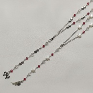 Long Necklace Y2K Star Maroon Edition by Petite.Pearls Y2K Accessories