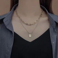 Crown Jewelry 18k Gold-Plated GN127 Fashion Jewelry 2N1 Chain with Tag pendant Ladies Necklace