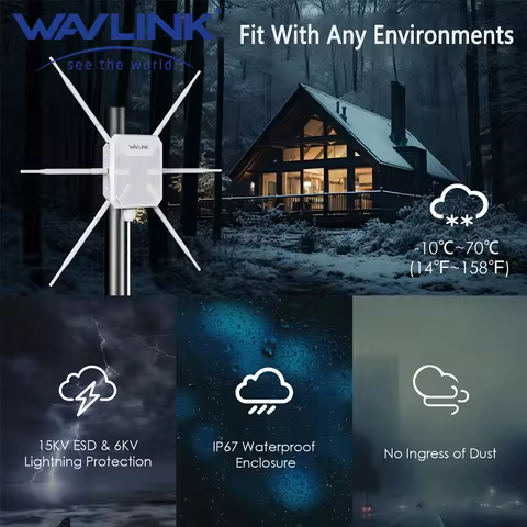 WAVLINK WiFi6 AX3000 Outdoor Access Point Router Dual Band 2.4G+5G High Power Outdoor WiFi Extender 