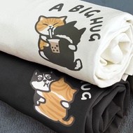 S~XL A BIG HUG Husky Orange Cat Pure Cotton Short T Couple [Y0905] MIT Wear Half-Sleeved T-Shirt Plu
