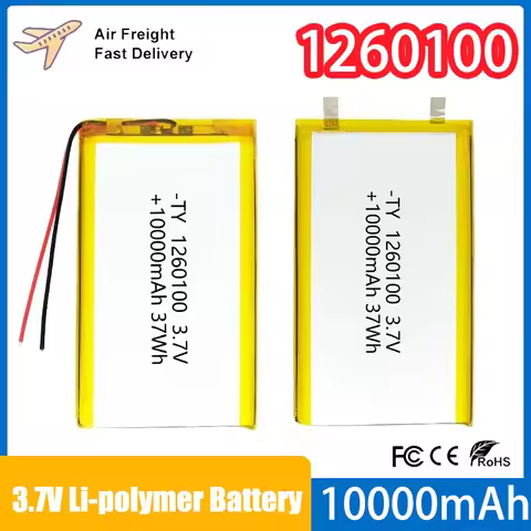 1260100 Li-polymer Battery 10000mah 3.7V Lithium Polymer Rechargeable Batteries for Power Bank Lapto