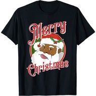 Black Merry Christmas Santa Claus Design Gift Idea Tee T-Shirt