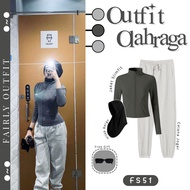 Keyra One Set Sports Wanita (Hijab + Jacket + Pants) 4in1 Sports Set - FS51