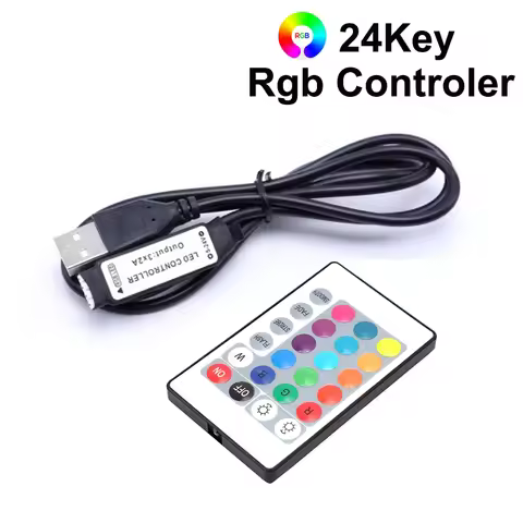 RGB Controler 5V 4 Pins USB RGB Led Controller 5V RGB Led Tape Lights 24Key Remote Smart Controller 