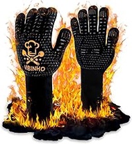Barbecue Gloves, Heat Resistant up to 800 °C, 3-Layer Protective Gloves with EN407/EN388, Extremely 
