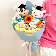 全新 蠟筆小新 小新 小白 公仔花束 小新花  畢業花束 小新畢業公仔花 畢業公仔花 生日禮物 畢業公仔 花 畢業花