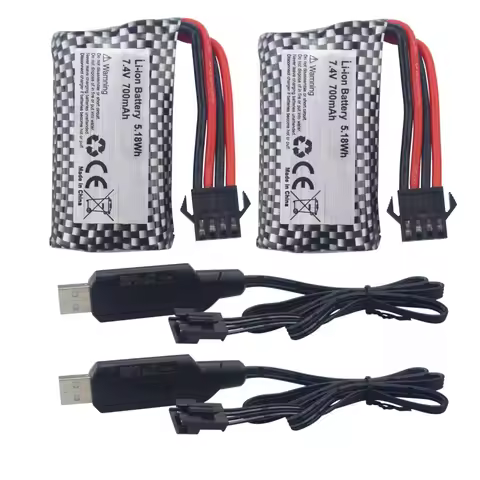 2S 10C 7.4V 700mAh Lithium Battery With SM-4P Plug + USB For HJ812 HJ811 RC Boat,High-Speed Electric