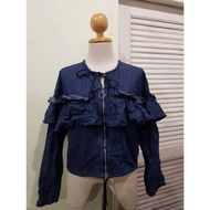 Urban Revivo 38/19 Ruffled Waist Denim Shirt