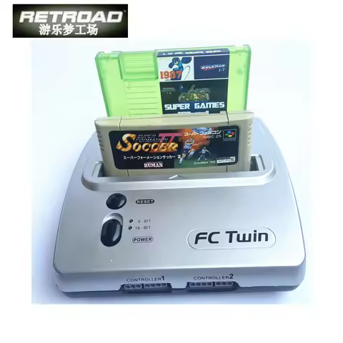 Hamy FCTwin Retro Hardware Game Console 2 Solt Play NES/SNES Game Cartridge