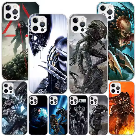 Alien Vs Predator Painted Phone Case For iPhone 17 Air 16 Pro Max 17E 16E 15 + 14 Plus 11 12 13 7 8 