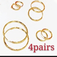 14k 4 pairs Bangkok gold earrings
