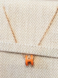 全新 Hermes經典橙色玫瑰金 mini pop H necklace，稀有靚色，有2023年3月正單。