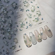 3D Lace white pear flower nail sticker lace small white butterfly embroidery flower sticker流苏白梨花美甲贴纸