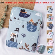 For Kobo Clara Colour Libra Color 2024 Fashion Painted Pattern Style Zipper Handbag Cover 2E BW 6.0"