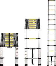 AGARO 3.8m (12.5 ft) Aluminium Telescopic Ladder, 13 Steps Foldable Ladder, EN131 Certified, Lightwe