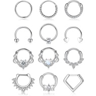 YADOCA 12pcs 16G Septum Rings for Women Men Hypoallergenic Surgical Steel Nose Piercings Jewelry Cli