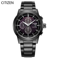 CITIZEN (CITIZEN) นาฬิกาข้อมือนาฬิกาผู้ชายแนวสปอร์ตมัลติฟังก์ชั่นสีดำสายเหล็กพลังงานแสง CA0615-59E