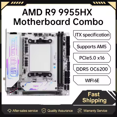 TOPC AMD Ryzen 9 9955HX Mini-ITX Motherboard AM5 PCIe5.0x16 DDR5 Dual M.2 5.0LAN 2.5G WiFi 6E