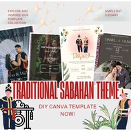 CANVA TEMPLATE Traditional Sabahan Wedding Invitation Canva Template (DIY Editable)