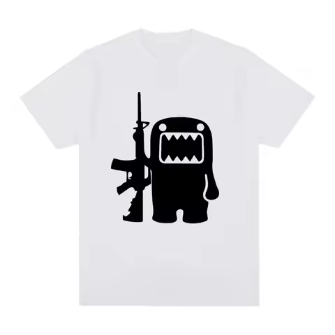 Retro Domo Kun AK47 Fun T-shirt Women's Casual Tshirt Short Sleeve Oversized T-shirt Street Wear